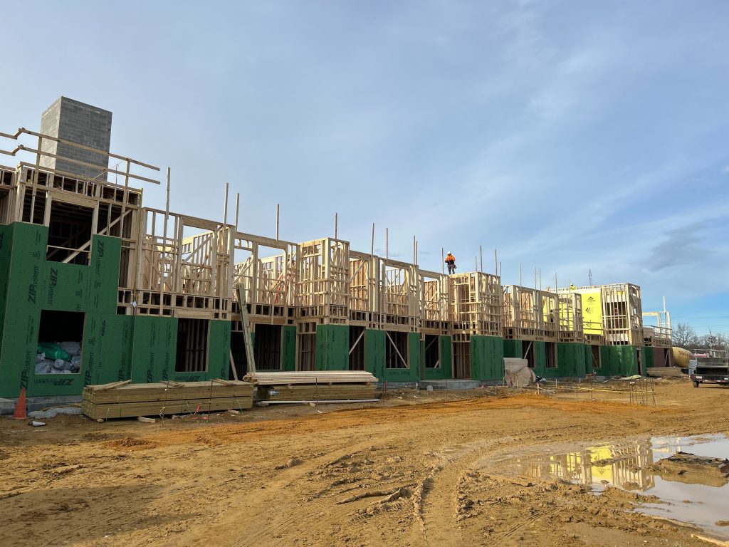 Waldorf Station Apartments building 3 having framing done.